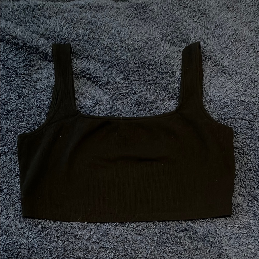 SO Black Sleeveless Fitted Crop Tank Top